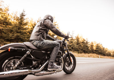 Close up of a high power motorcycle, classic vintage style.